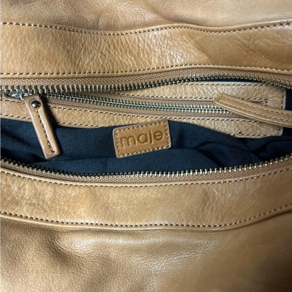 Maje Tan Leather Shoulder Bag - Picture 2 of 5